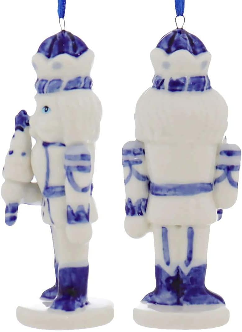 Delft Blue Porcelain Nutcracker Ornaments, Set of 3