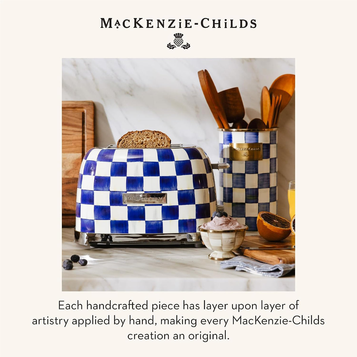 MacKenzie-Childs 2-Slice Toaster, Royal Check