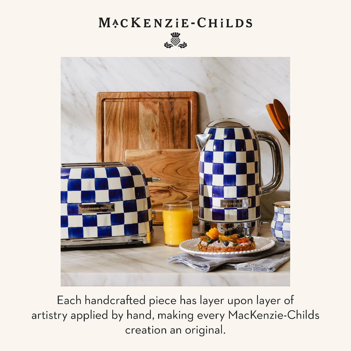 MacKenzie-Childs Electric Kettle, Royal Check