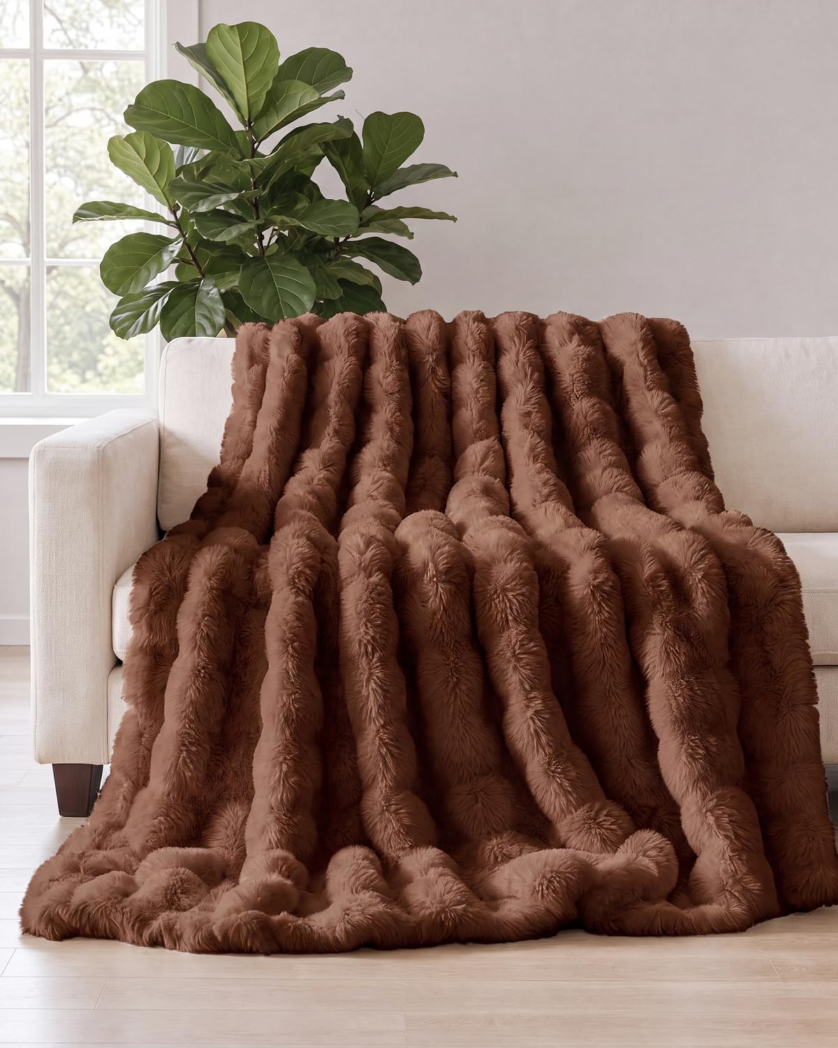 Faux Fur Bubble Throw Blanket, 50 x 60 Inch