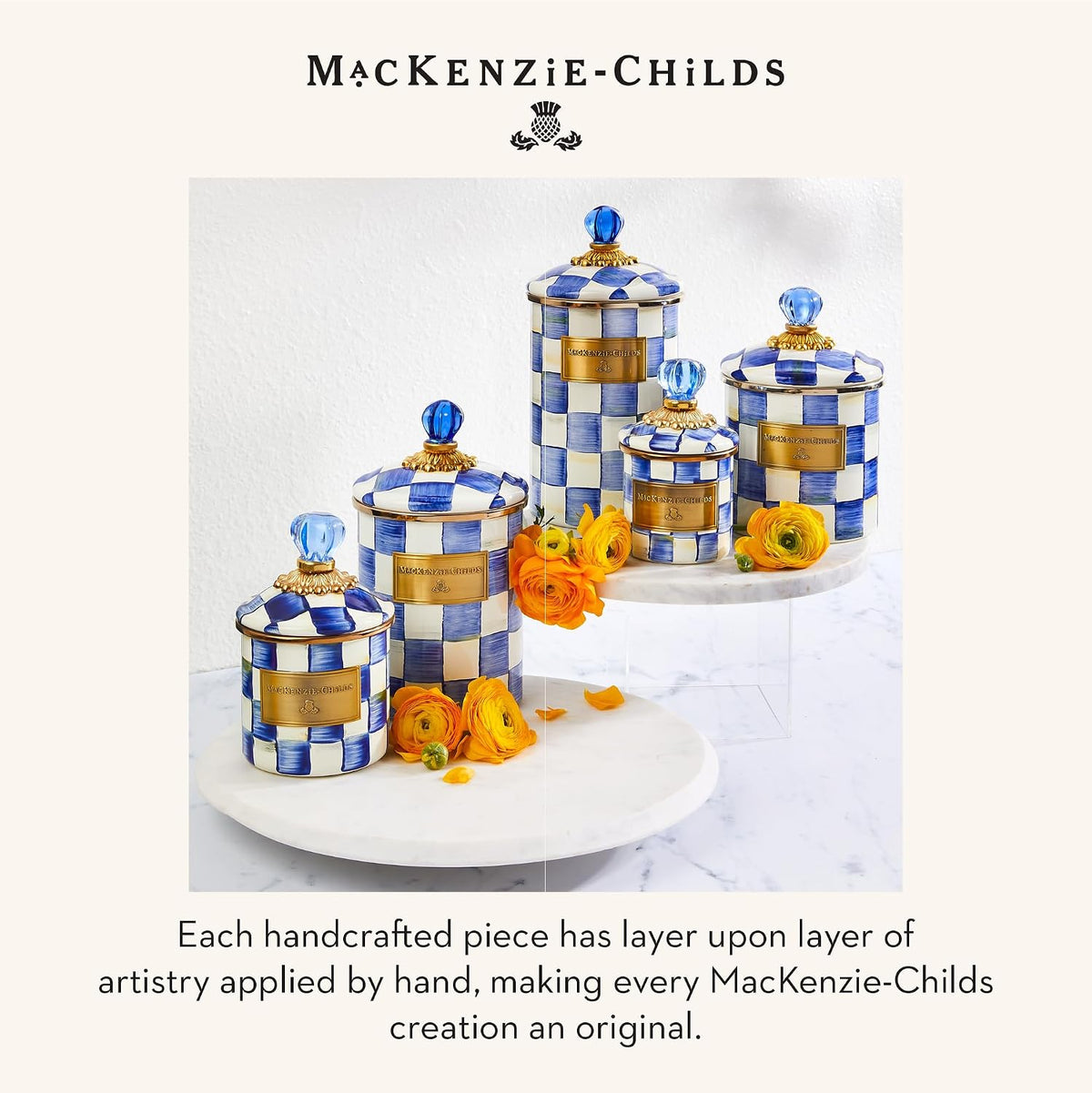 MacKenzie-Childs Enamel Canister Set, Royal Check