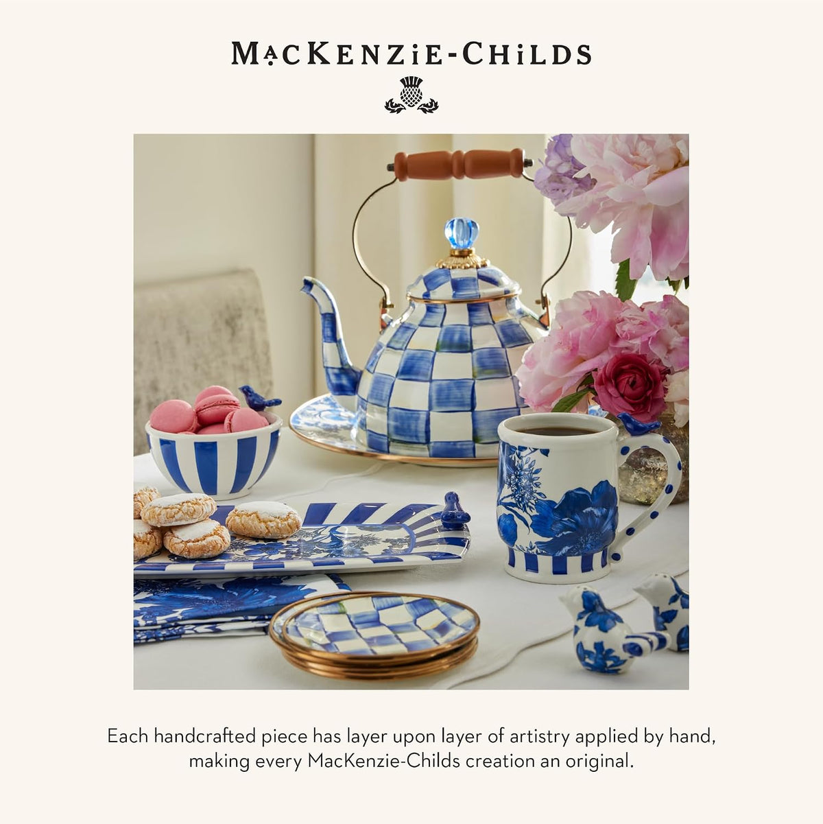 MacKenzie-Childs Glass Sweets Jar, Royal Check