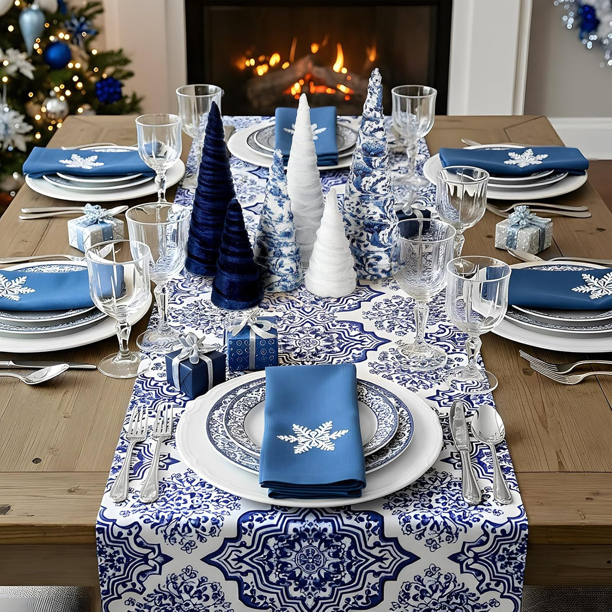Chinoiserie Velvet Christmas Trees, Set of 6
