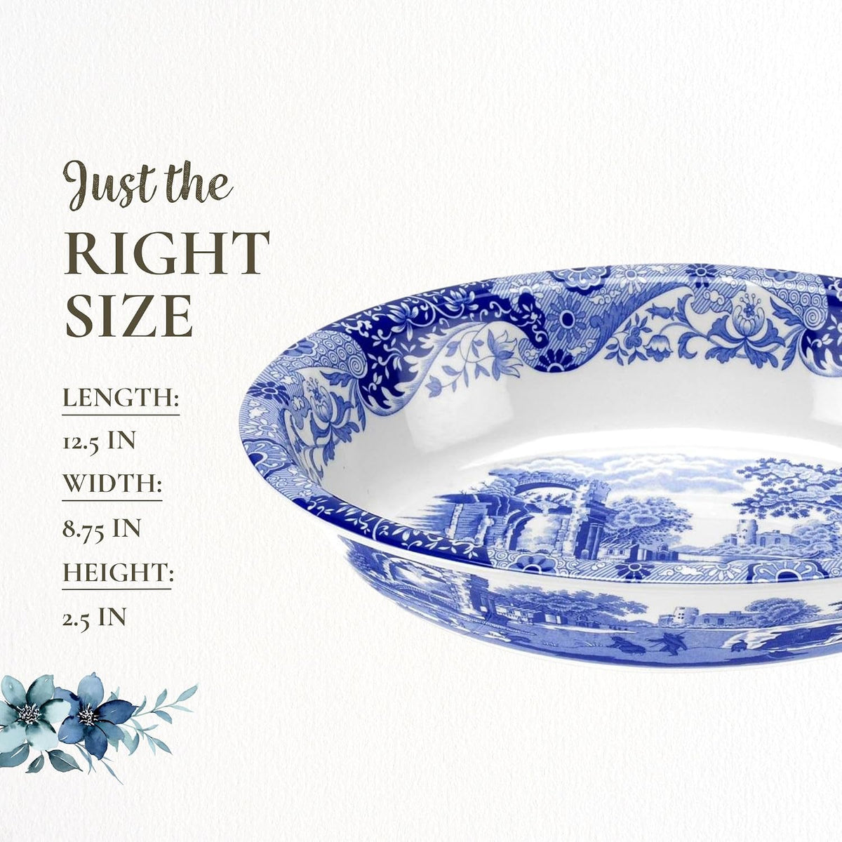 Spode Blue Italian Oval Platter, 12.5 in