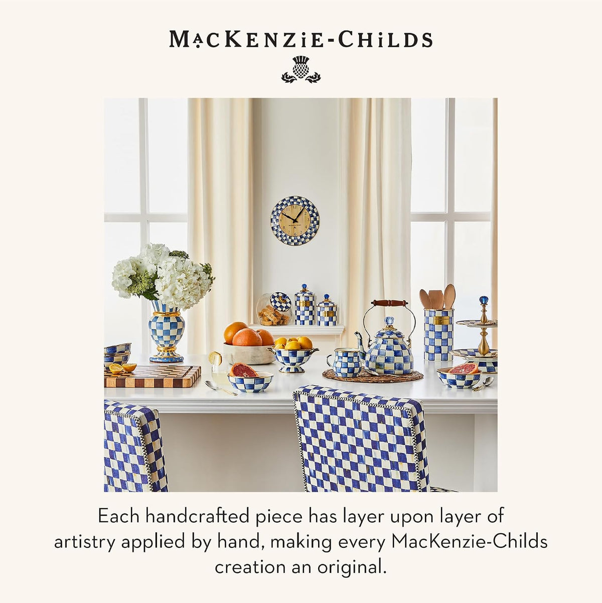 MacKenzie-Childs Two-Tier Sweet Stand, Royal Check