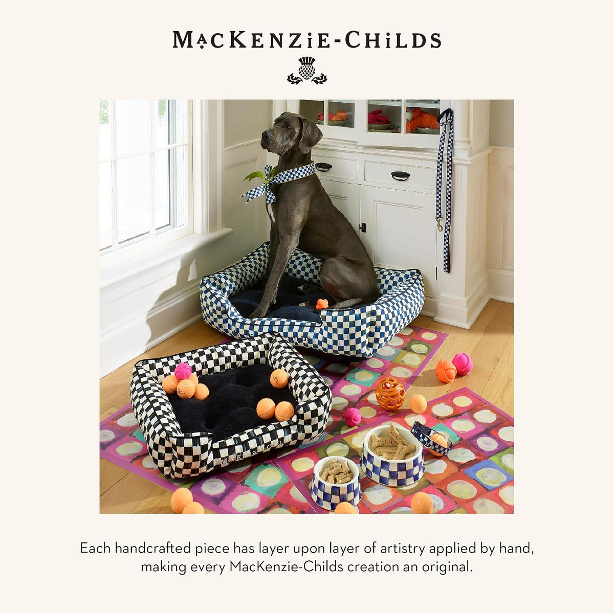 MacKenzie-Childs Pup Placemat, Royal Check