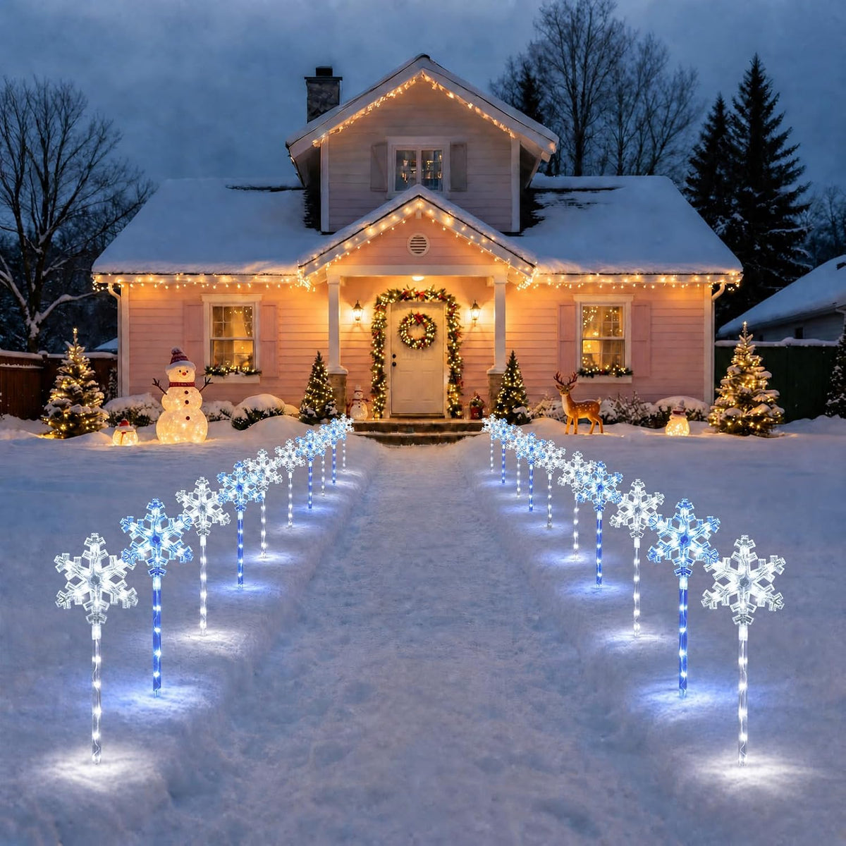 Solar Snowflake Pathway Lights, 10 Pack