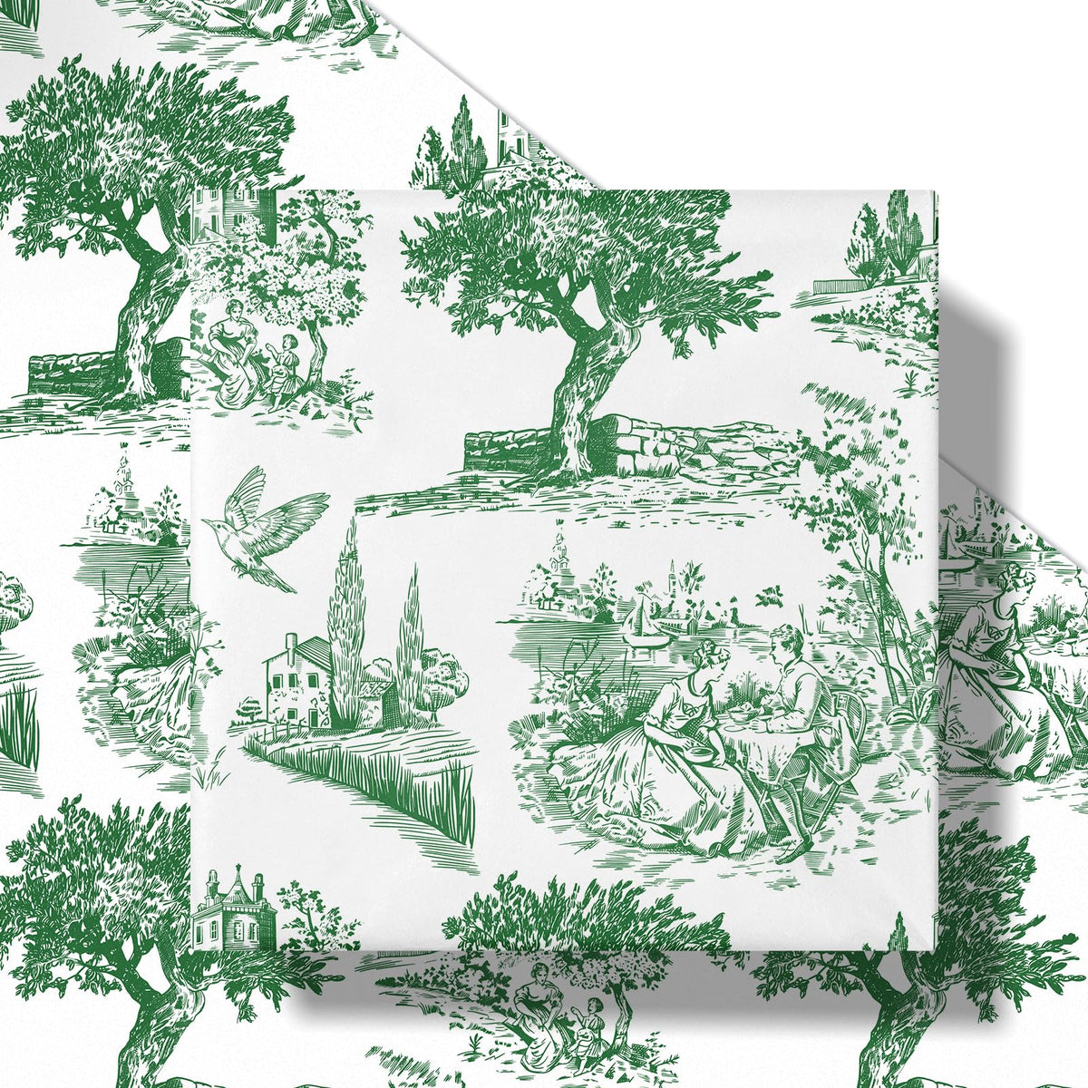 Reversible Toile Christmas Wrapping Paper