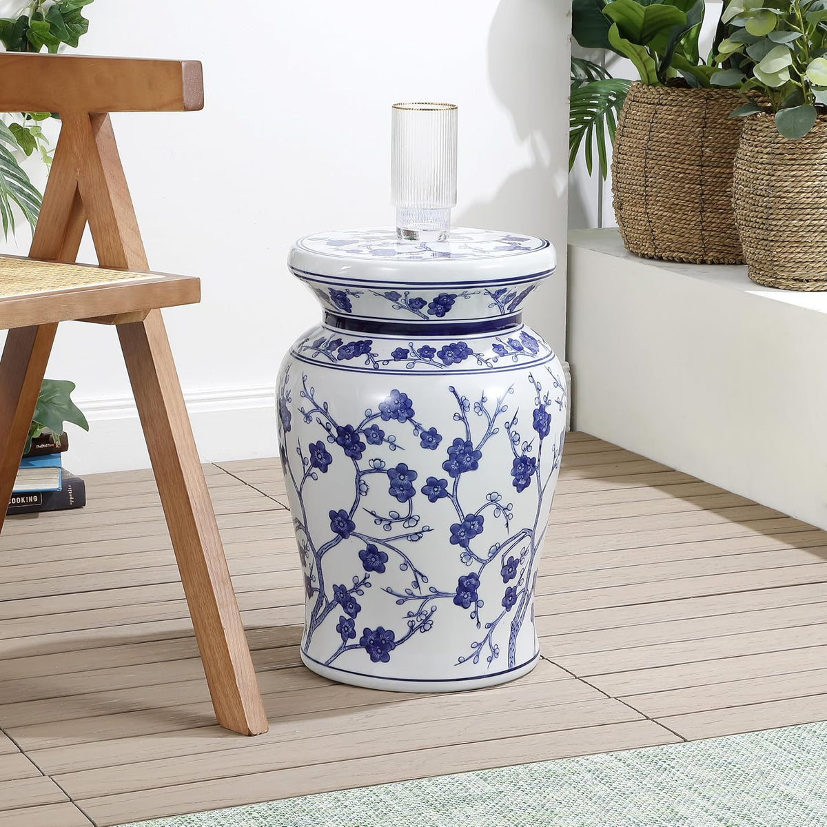 Jonathan Y Cherry Blossom Garden Stool, 18"