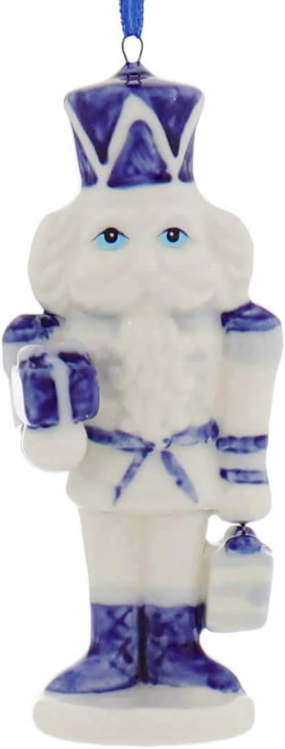 Delft Blue Porcelain Nutcracker Ornaments, Set of 3