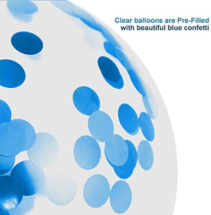 Royal Blue and White Confetti Balloons, 50 Pack
