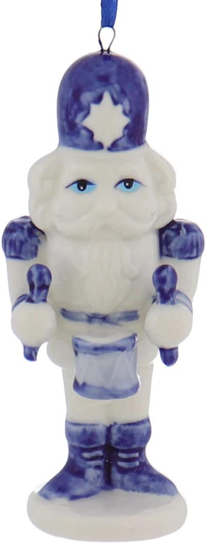 Delft Blue Porcelain Nutcracker Ornaments, Set of 3