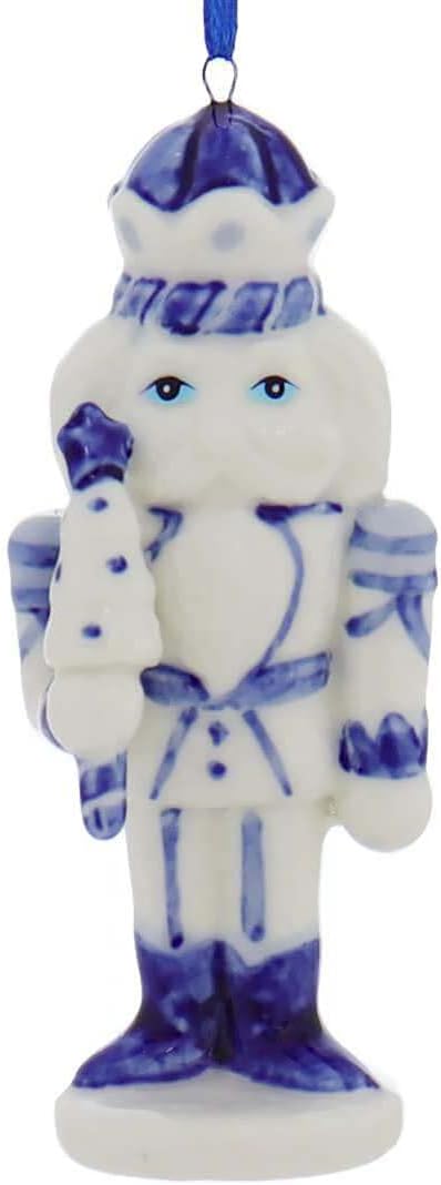 Delft Blue Porcelain Nutcracker Ornaments, Set of 3