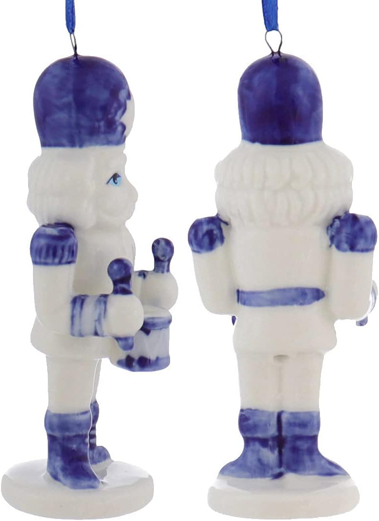 Delft Blue Porcelain Nutcracker Ornaments, Set of 3