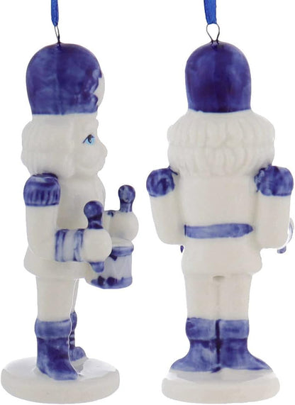 Delft Blue Porcelain Nutcracker Ornaments, Set of 3