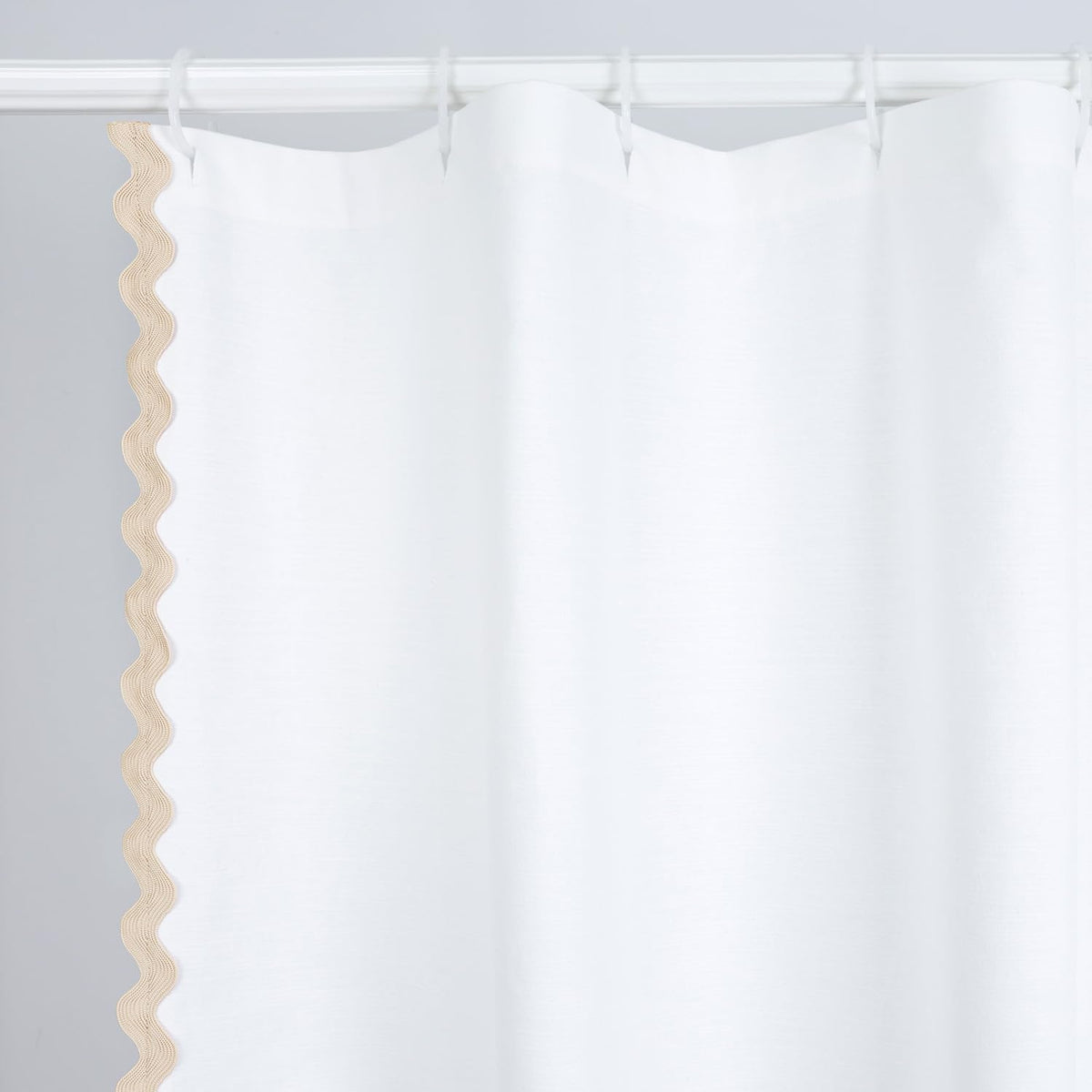 Scalloped Cotton Shower Curtain, White and Blue