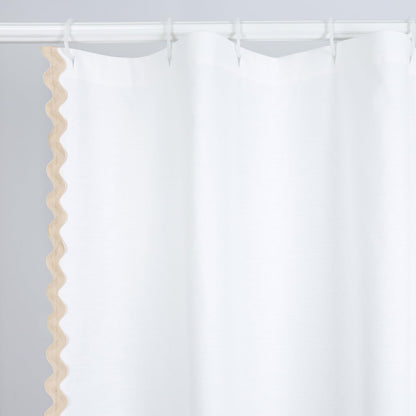 Scalloped Cotton Shower Curtain, White and Blue