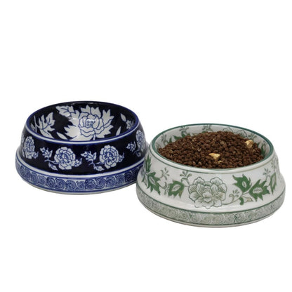 Hand-Painted Blue and White Ceramic Pet Bowl