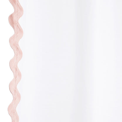 Scalloped Cotton Shower Curtain, White and Blue