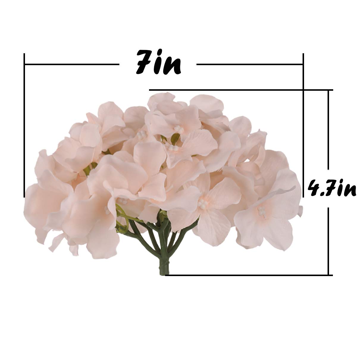 Silk Hydrangea Heads with Stems, Pack of 10