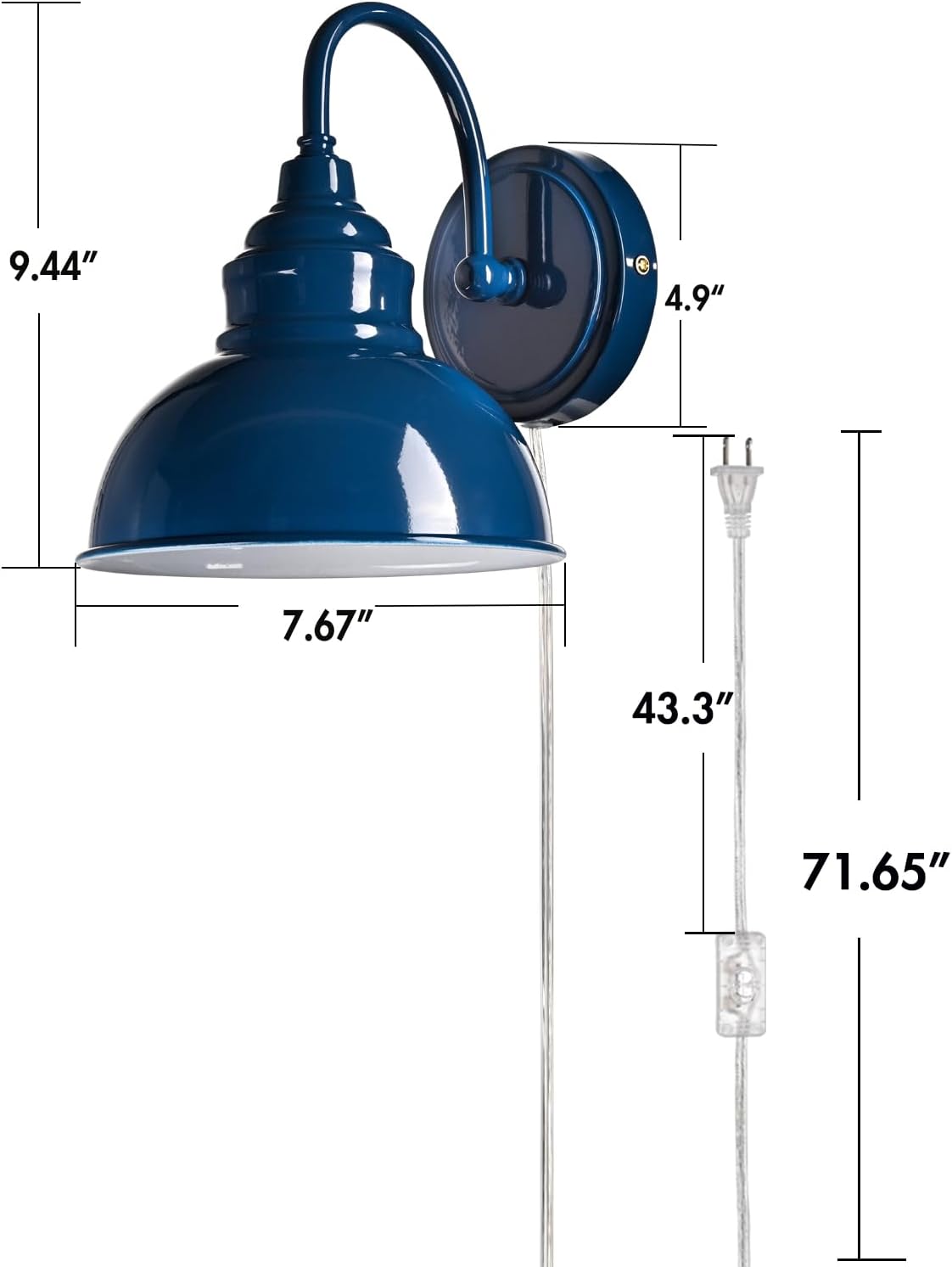 Blue Mini Gooseneck Wall Sconce