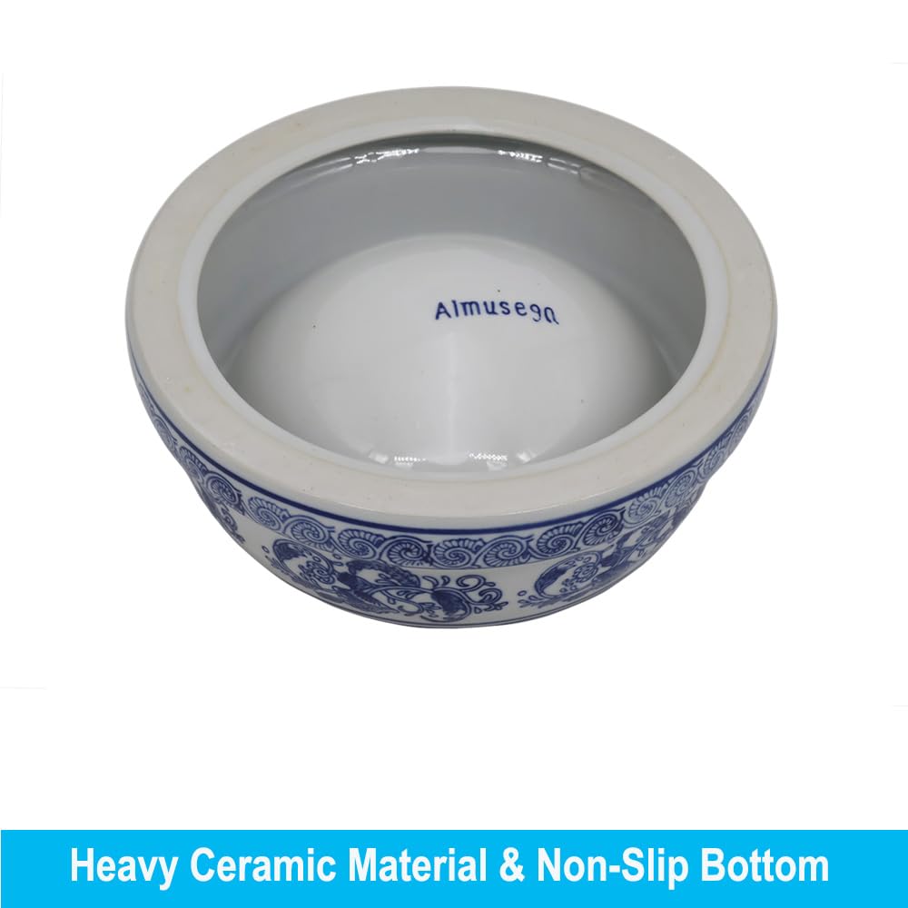 Hand-Painted Blue and White Ceramic Pet Bowl