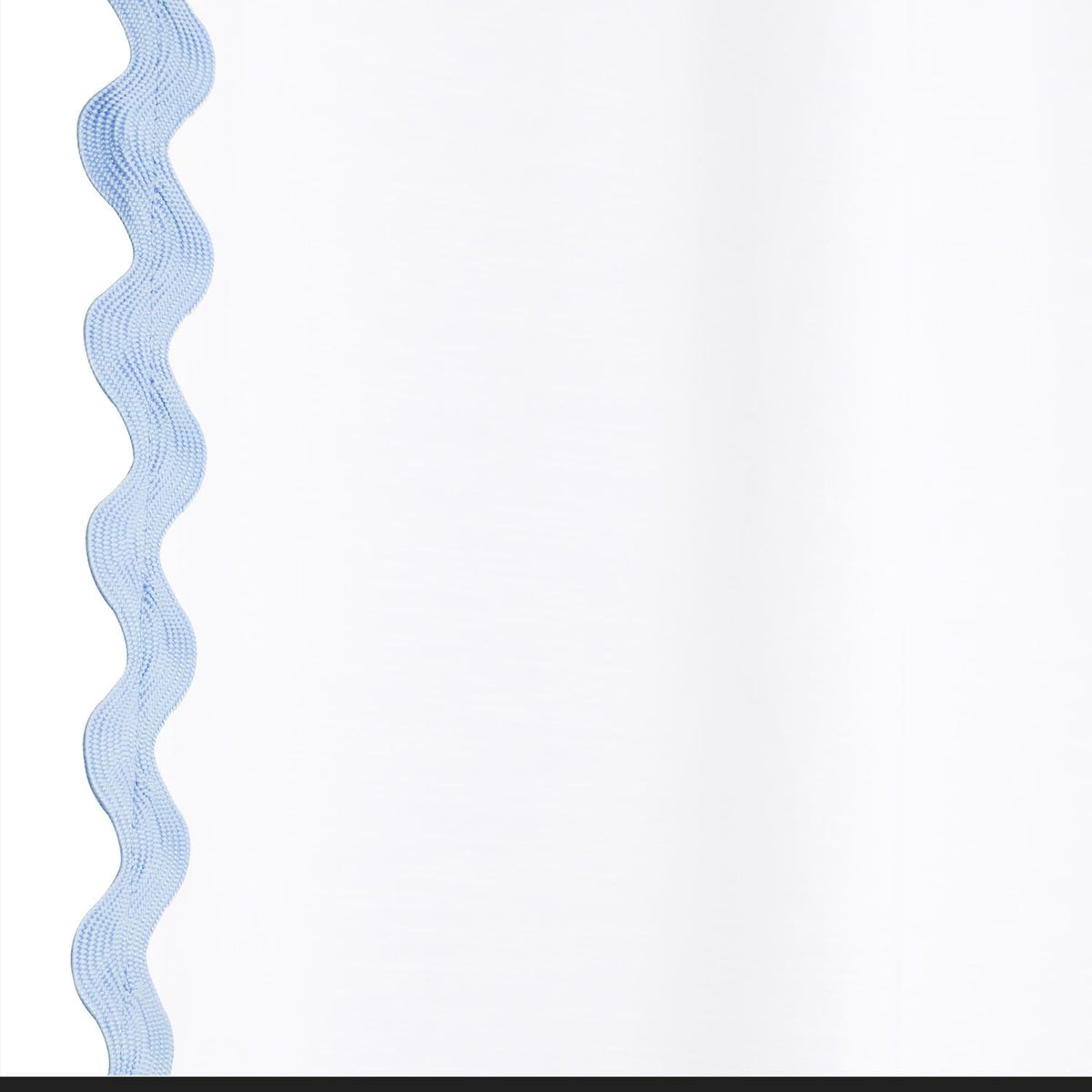 Scalloped Cotton Shower Curtain, White and Blue