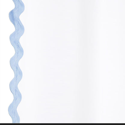 Scalloped Cotton Shower Curtain, White and Blue