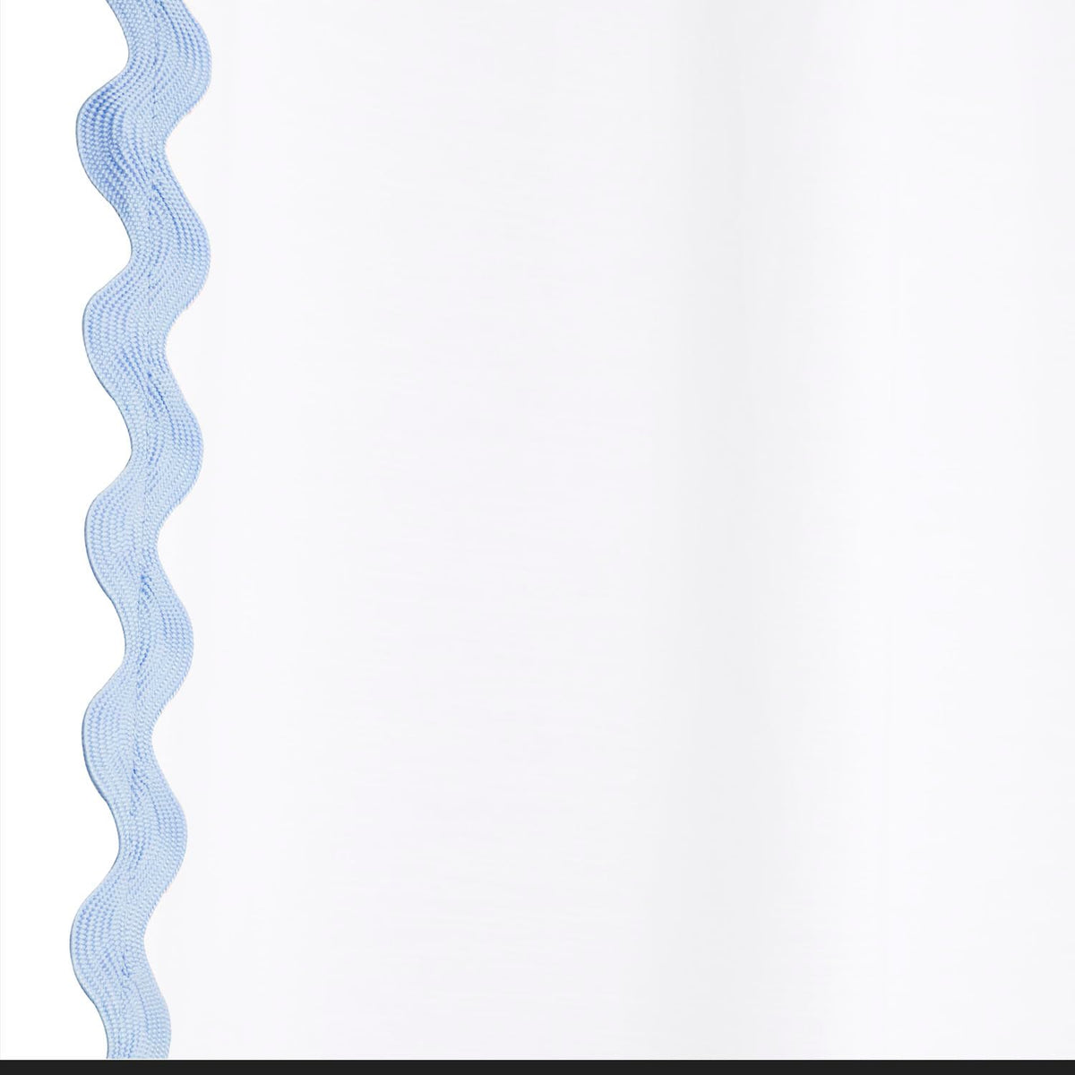 Scalloped Cotton Shower Curtain, White and Blue