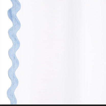 Scalloped Cotton Shower Curtain, White and Blue