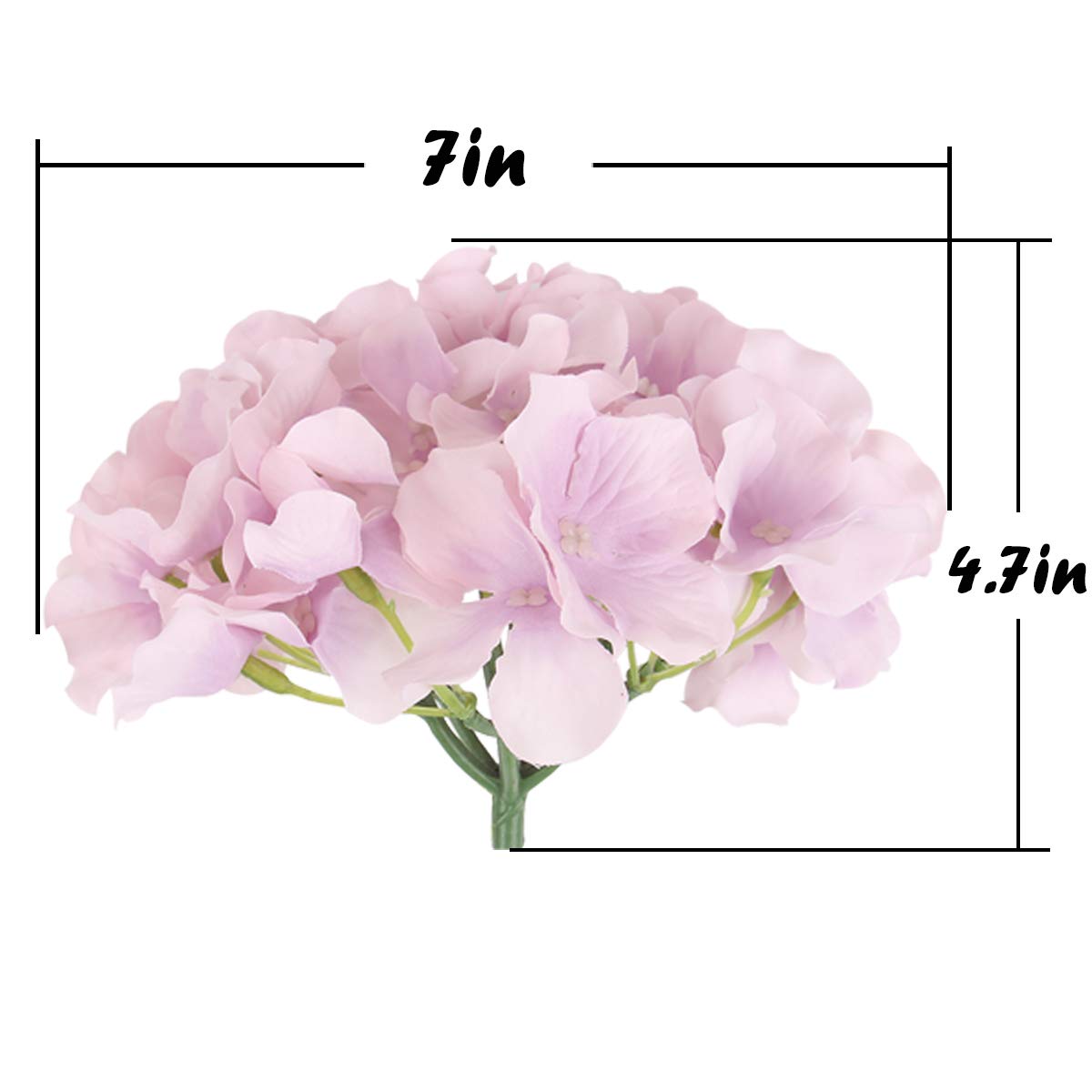 Silk Hydrangea Heads with Stems, Pack of 10