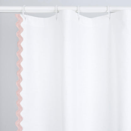 Scalloped Cotton Shower Curtain, White and Blue