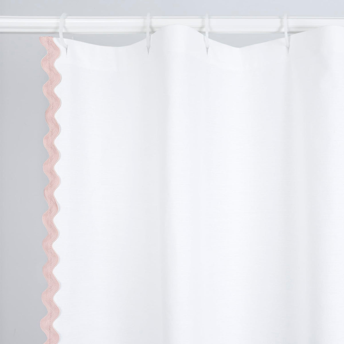 Scalloped Cotton Shower Curtain, White and Blue