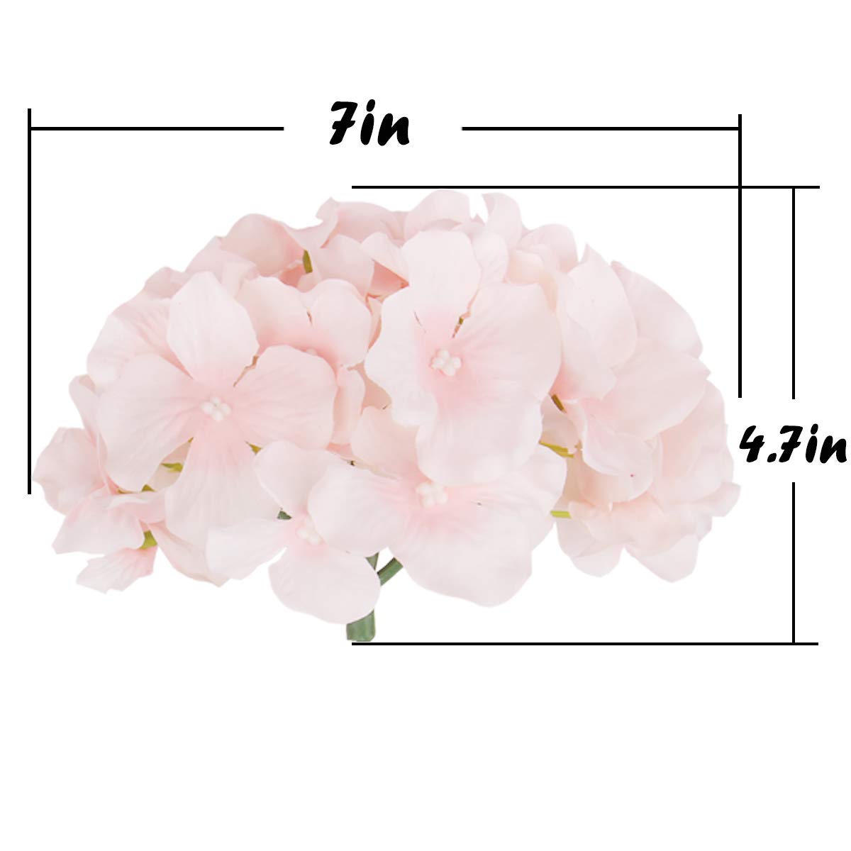Silk Hydrangea Heads with Stems, Pack of 10