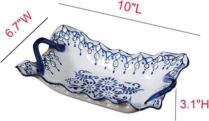 Hand Painted Blue and White Fruit Basket Bowl