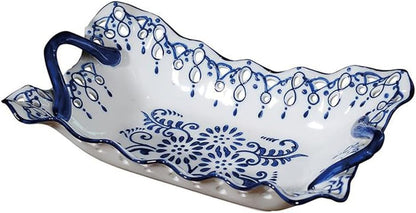 Hand Painted Blue and White Fruit Basket Bowl