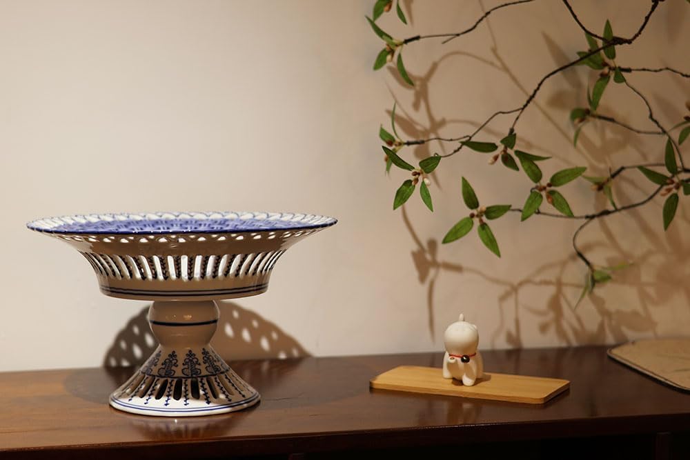 Blue and White Footed Fruit Bowl