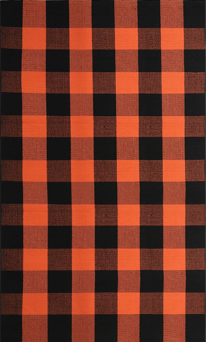 Blue Buffalo Plaid Outdoor Rug, 27.5x43