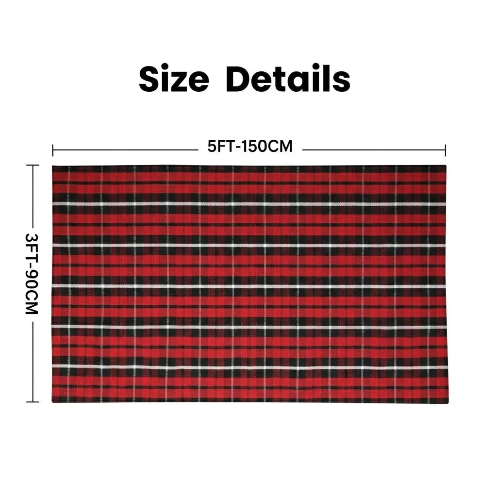 MUBIN Blue White Plaid Cotton Rug, 27.5x43