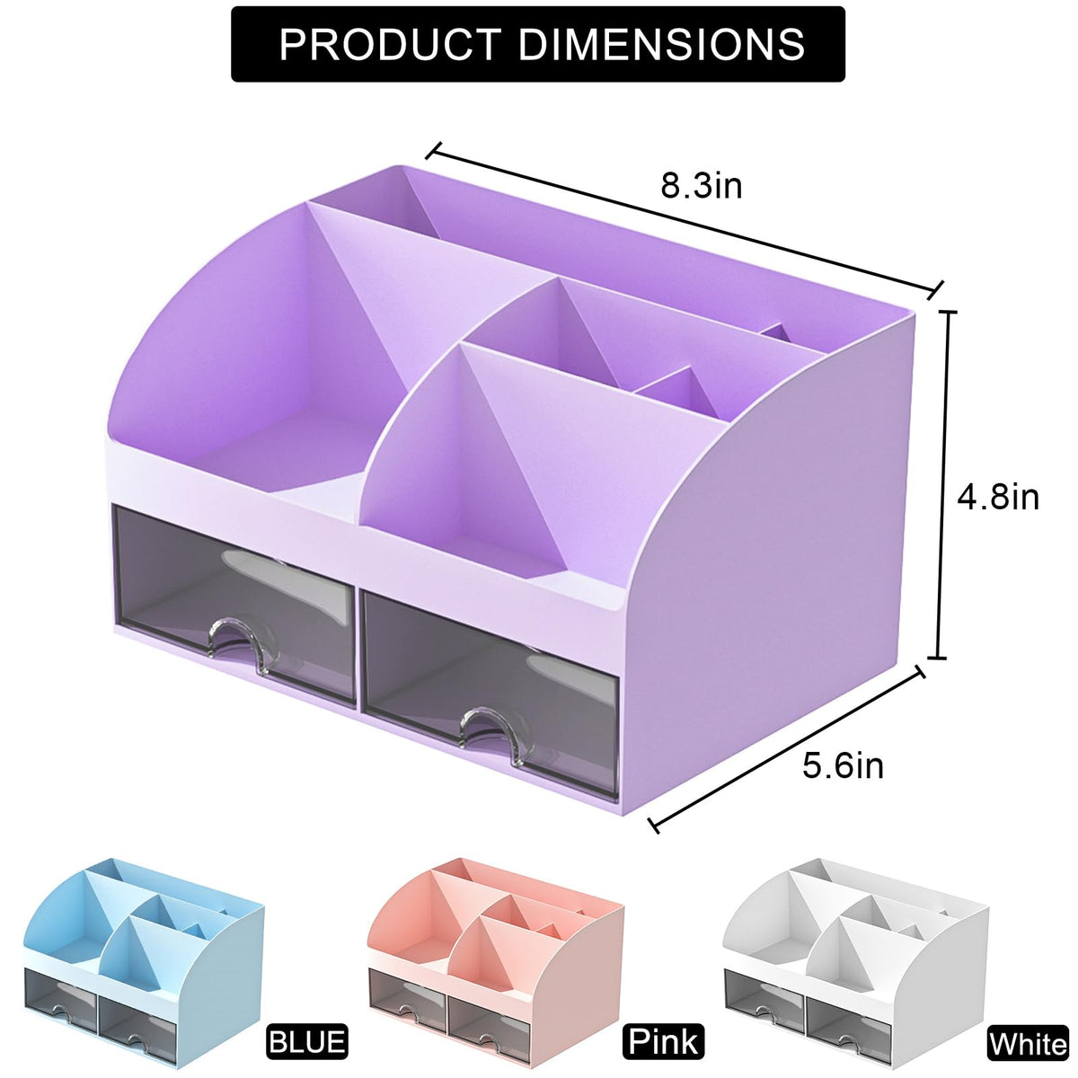 Blue Desk Organizer with 2 Drawers