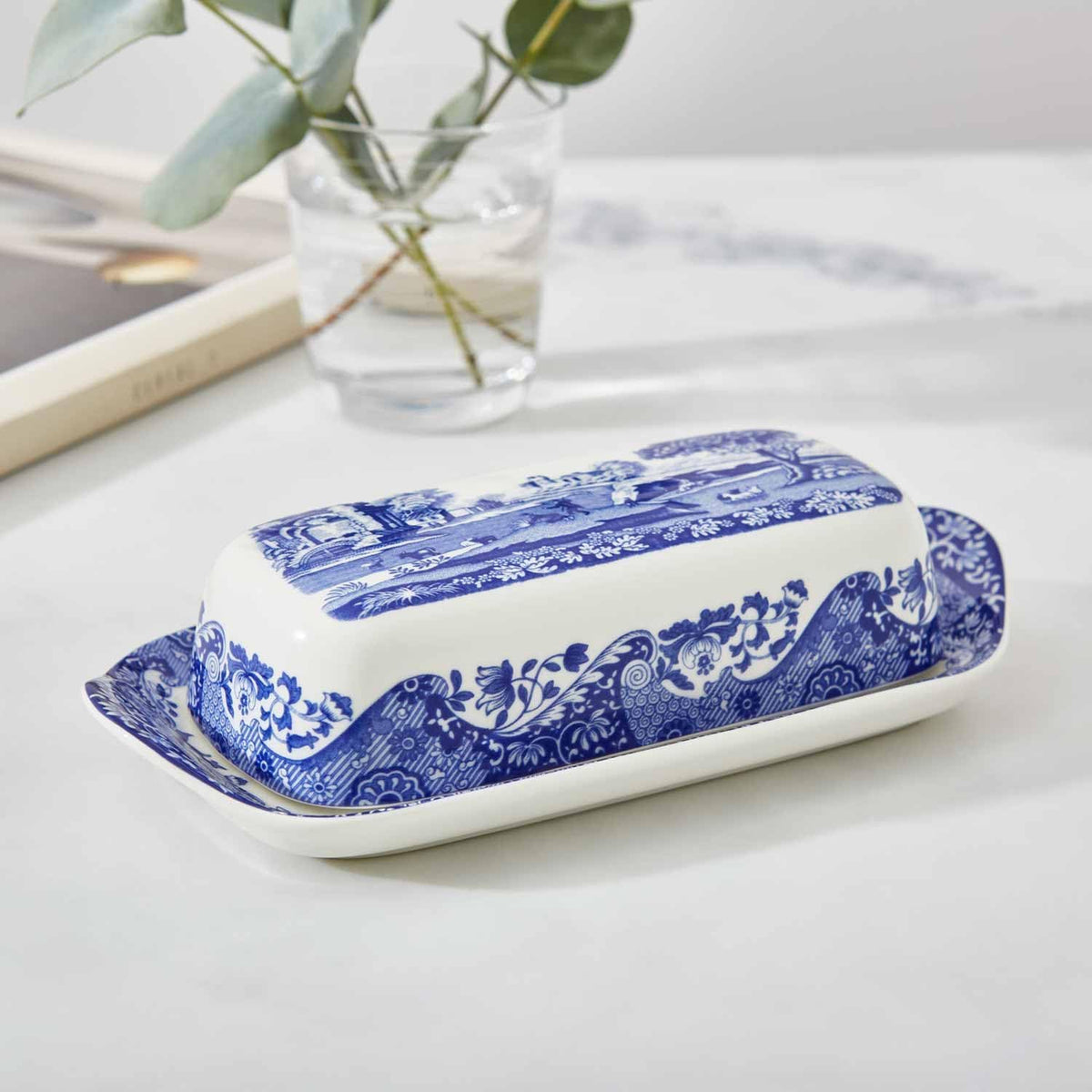 Spode Blue Italian Covered Butter Dish