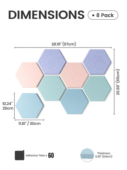 Blue Hexagon Felt Pin Board Tiles, 12 Pack