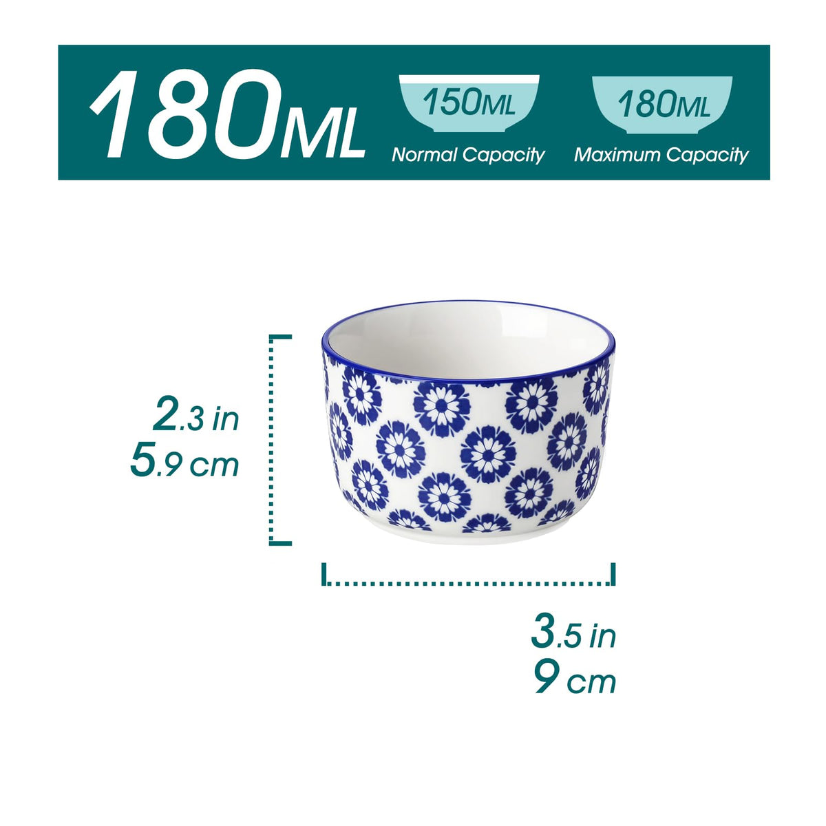 Floral Ceramic Ramekins, Set of 6