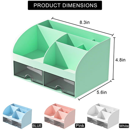 Blue Desk Organizer with 2 Drawers