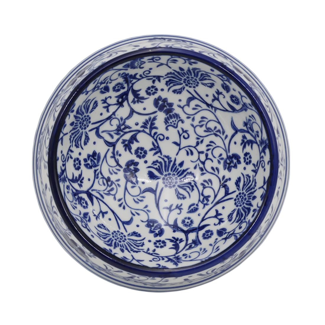 Hand-Painted Blue and White Ceramic Pet Bowl