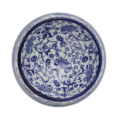 Hand-Painted Blue and White Ceramic Pet Bowl