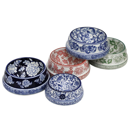 Hand-Painted Blue and White Ceramic Pet Bowl