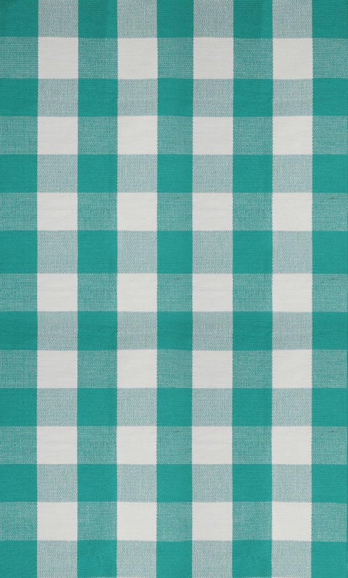 Blue Buffalo Plaid Outdoor Rug, 27.5x43