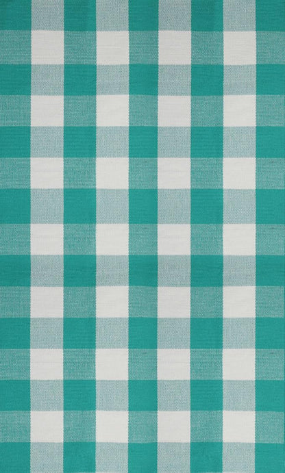 Blue Buffalo Plaid Outdoor Rug, 27.5x43