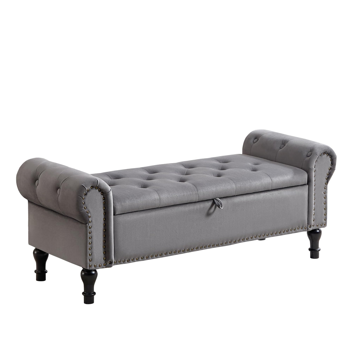 Navy Velvet Tufted Storage Bench